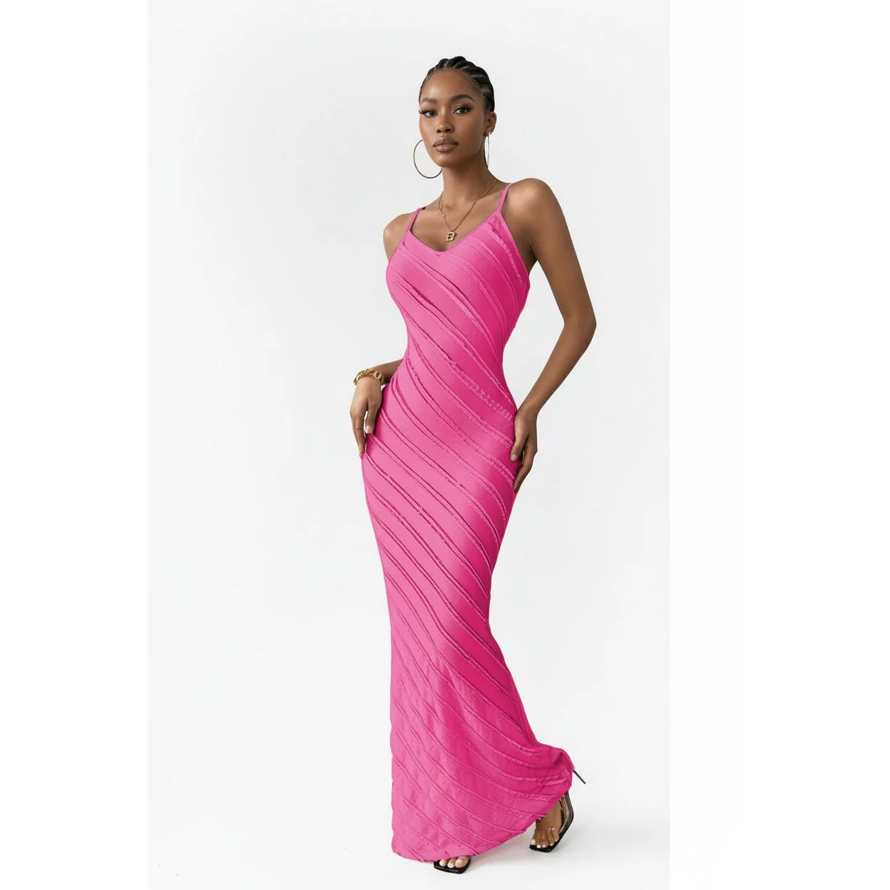 Halter Neck Women's Knitted Mermaid Maxi Dress - Image 3