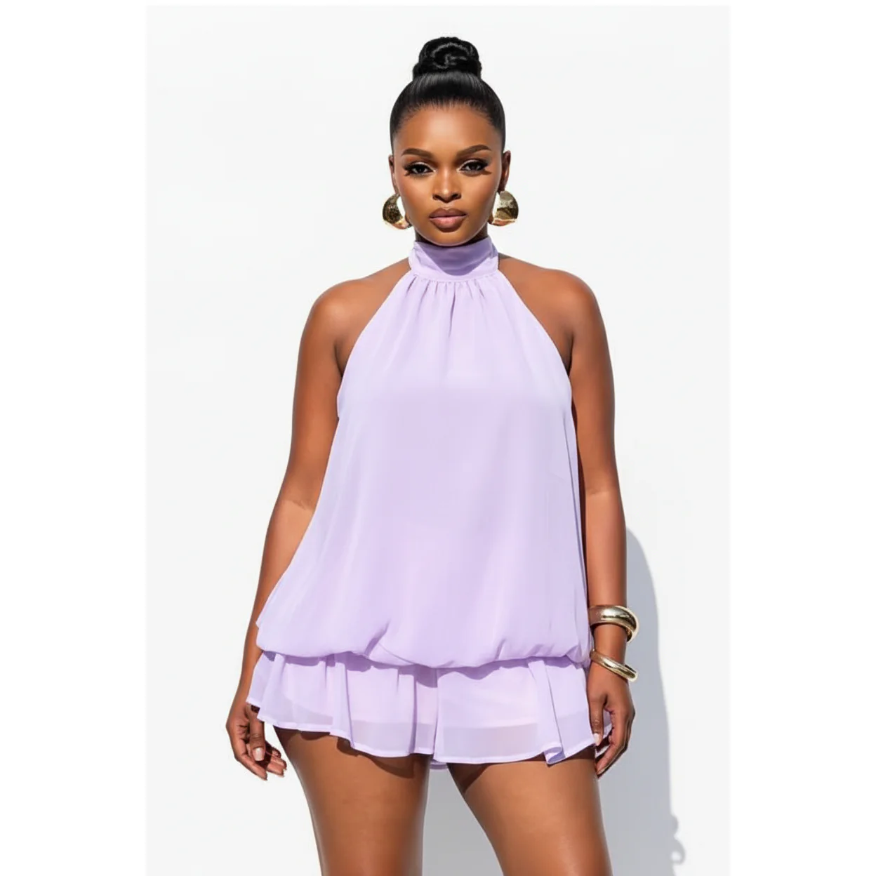 Halter Tie Backless A Line Party Mini Dress - Image 3