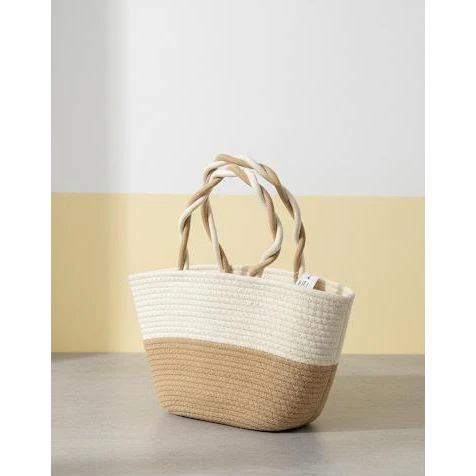 Handcrafted solid dual tone color cotton tote bag - Image 2