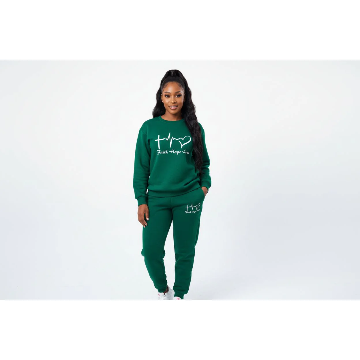 Heart-Shaped Printed Long-Sleeve Drawstring Pants Two-Piece Set - Image 4