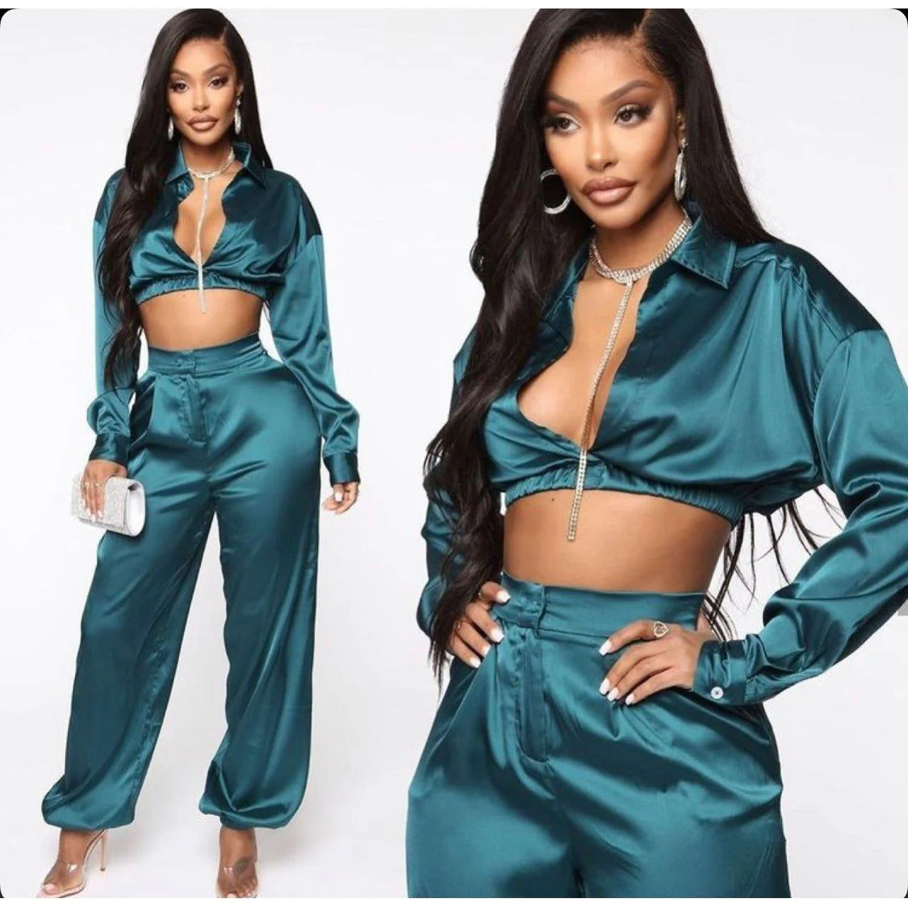 High five Satiny Jogger & Crop Top Se - Image 2