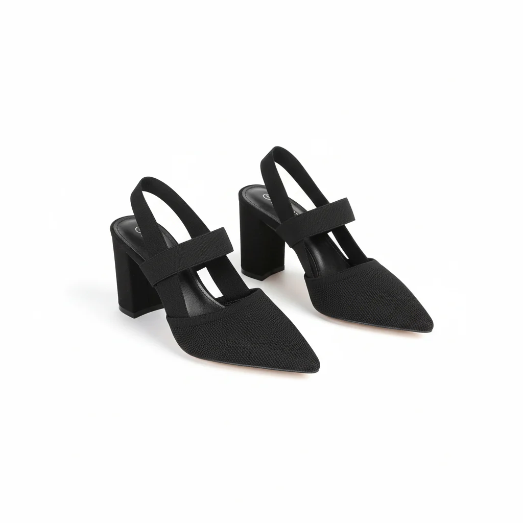 high-heeled shoes neon red pointed toe thick heel slingback high heels