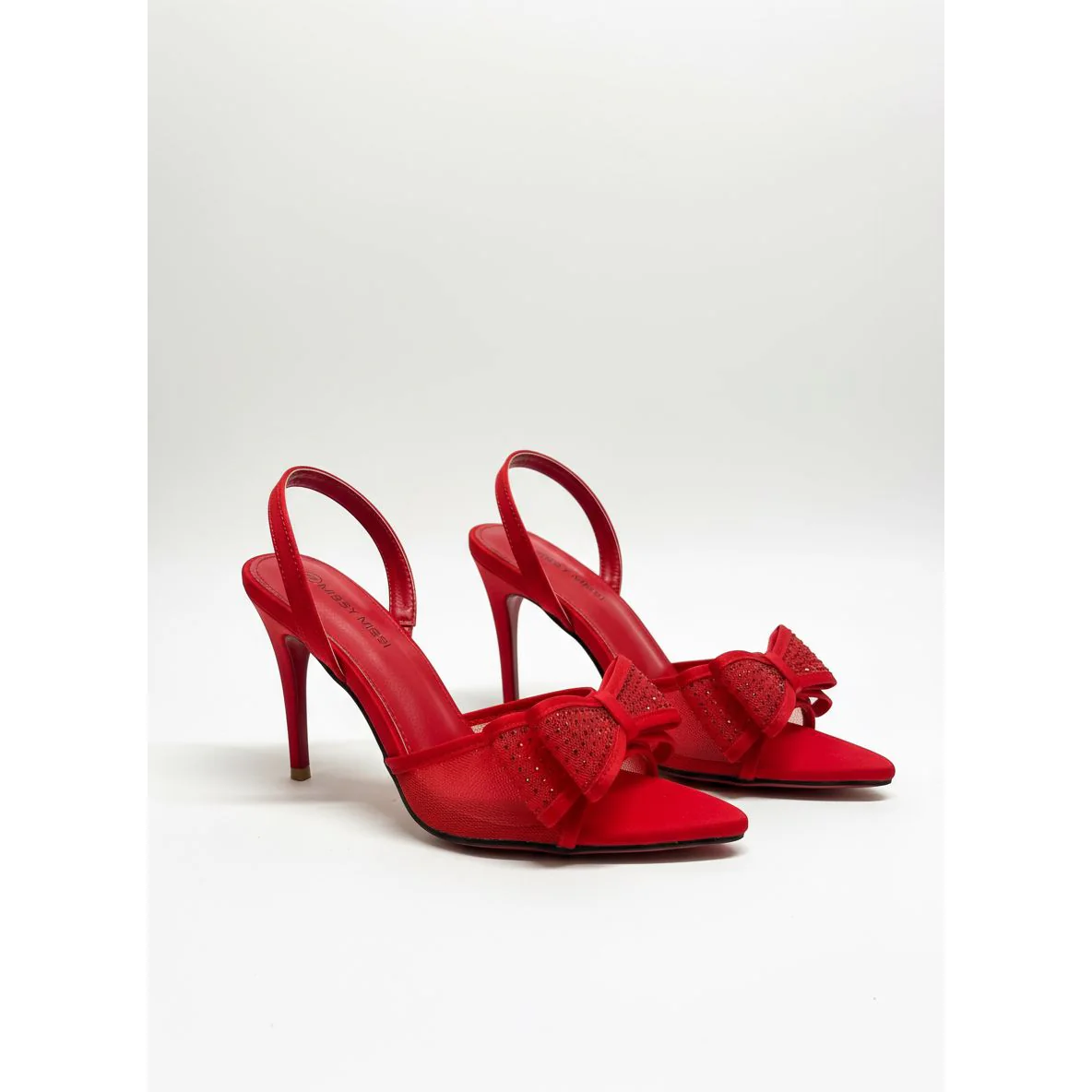 High Heels Diamond Bow Mesh Pointed Shallow Mouth Single Shoes - Image 3