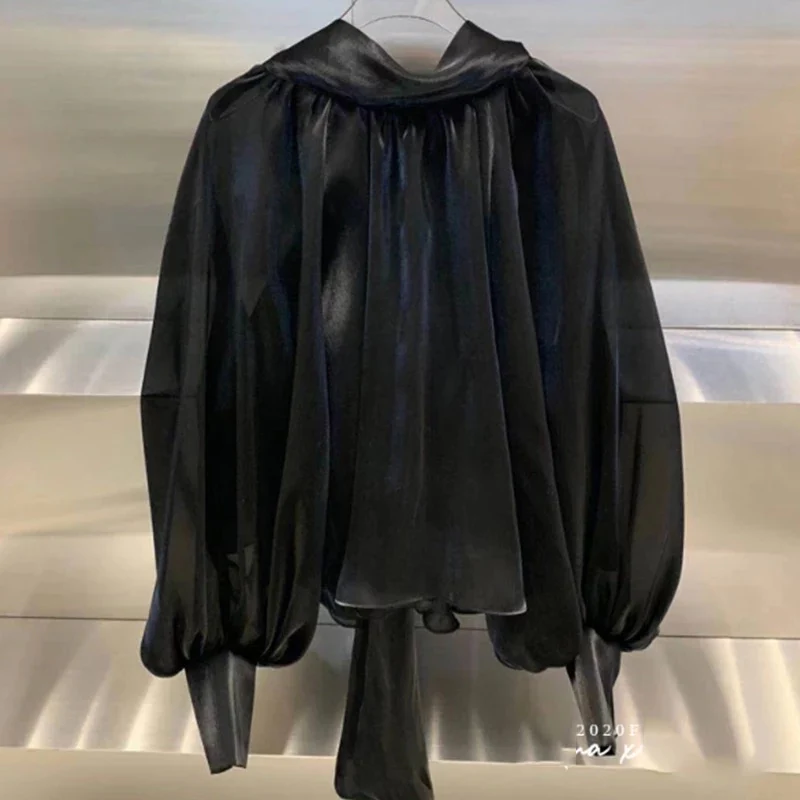 High-Neck Lantern Sleeve Shirt - Image 4