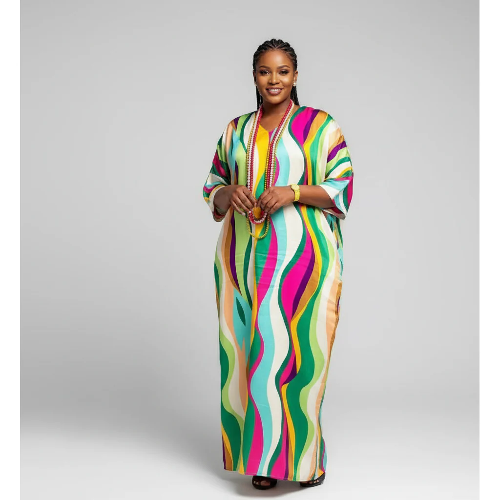 Allover Print Batwing Sleeve Dress - Image 3