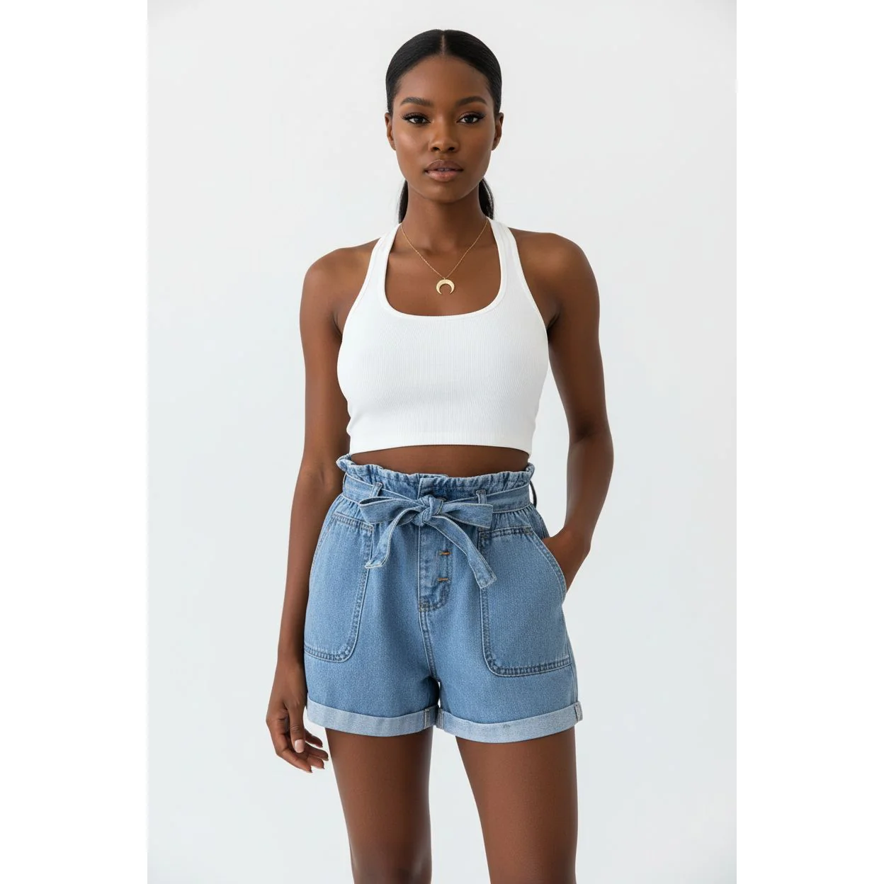 High Waist Denim Short - Image 2