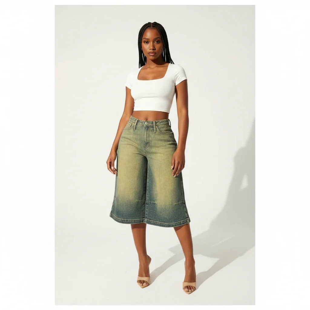 High Waist Hem Straight Leg Jeans