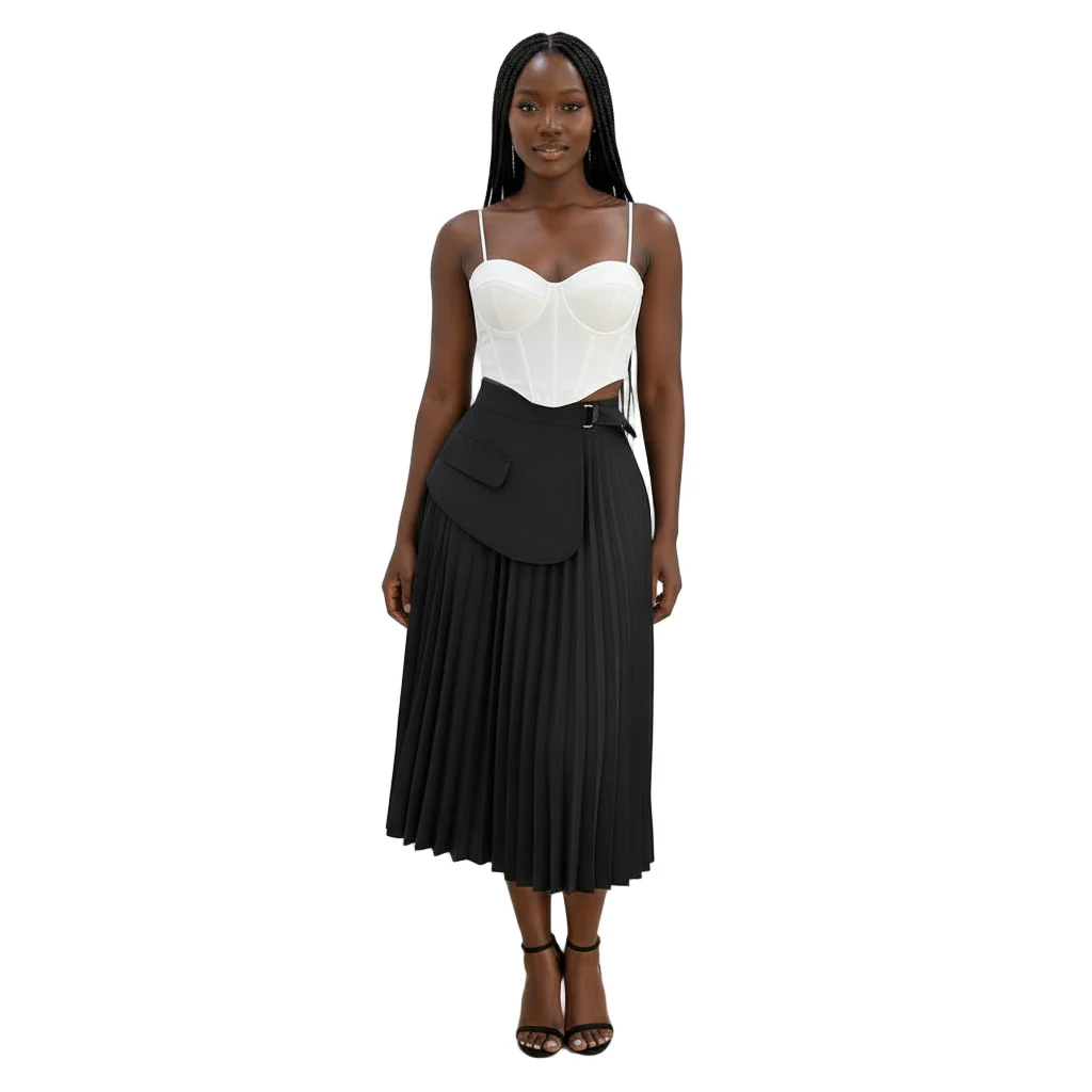 High waist Pleated Midi skirt. - Image 2