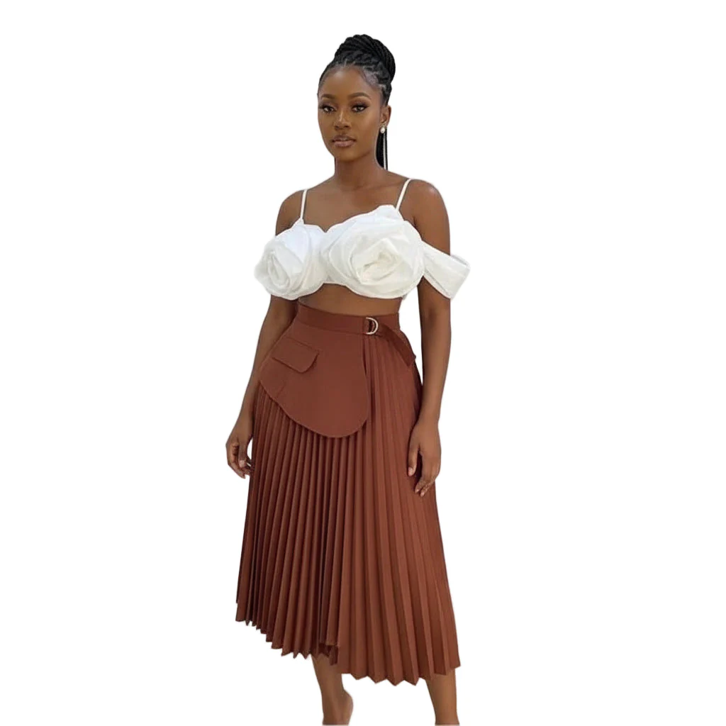High waist Pleated Midi skirt. - Image 4