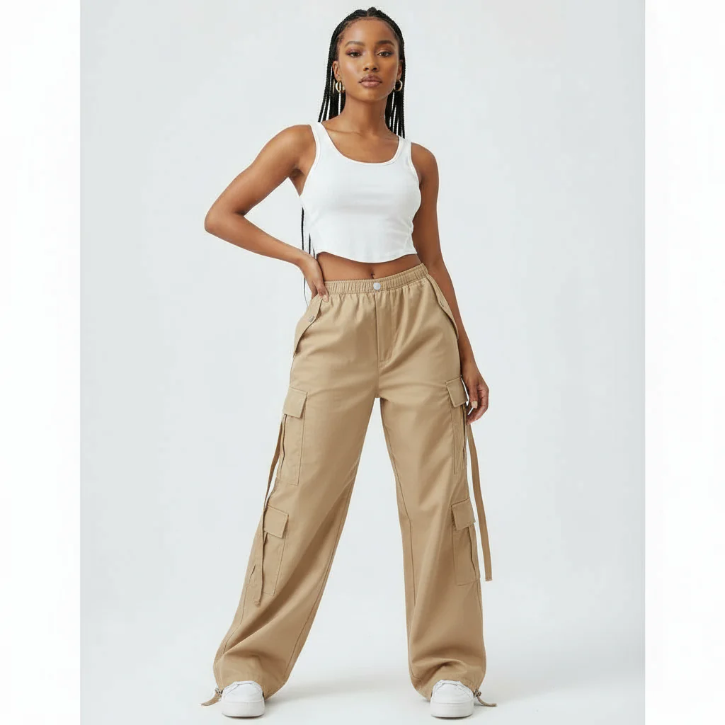 Women's Cargo Drawstring Harem Pants - Image 4