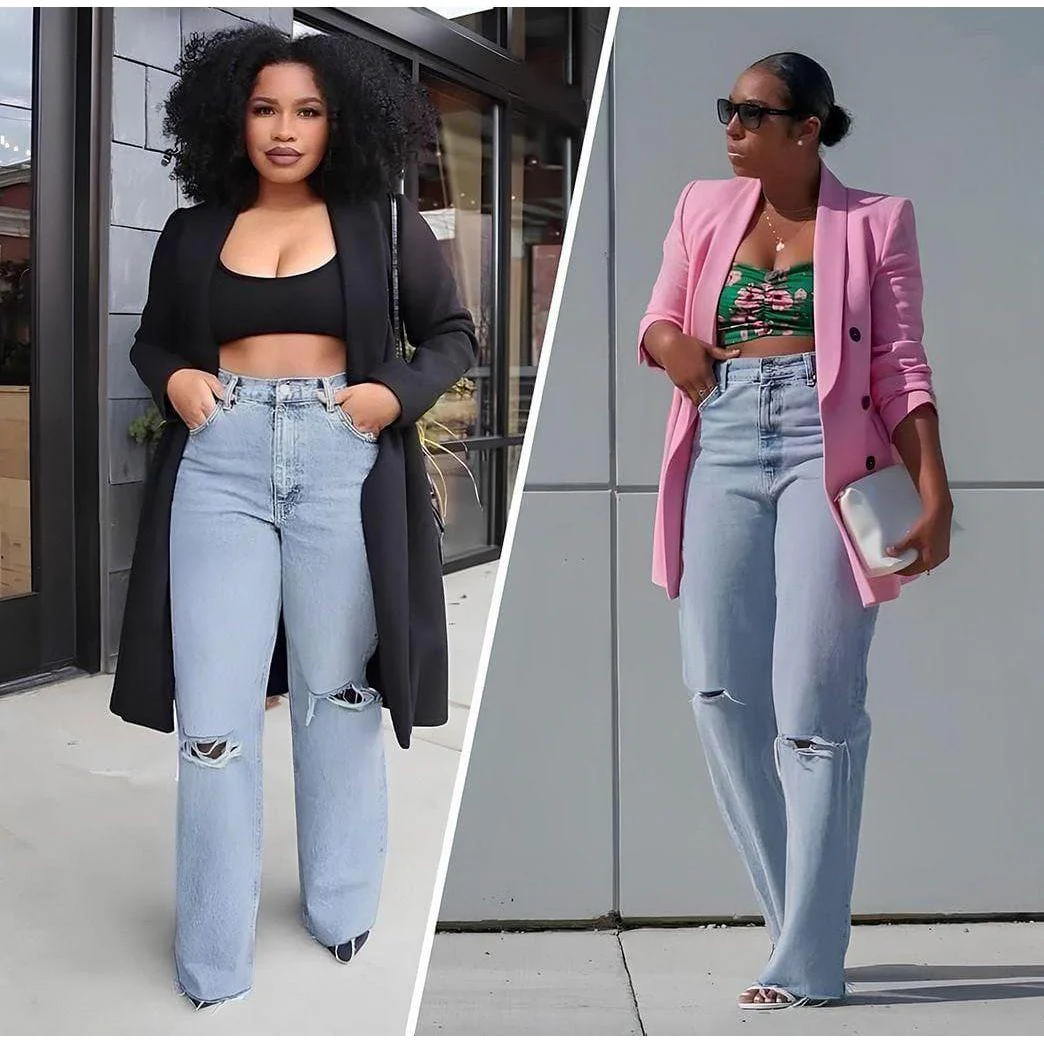 High Waist Ripped Straight Leg Jeans. - Image 3