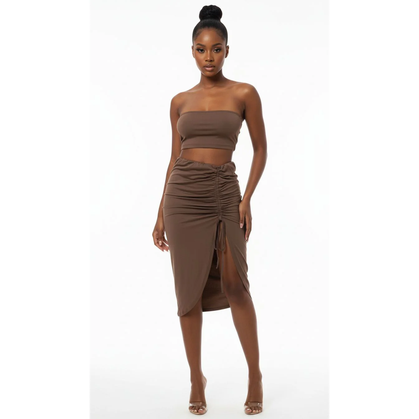 High Waist Ruched Drawstring Skirt - Image 3