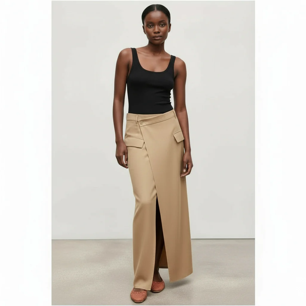 High Waist Ruched Split Thigh Skirt - Image 4