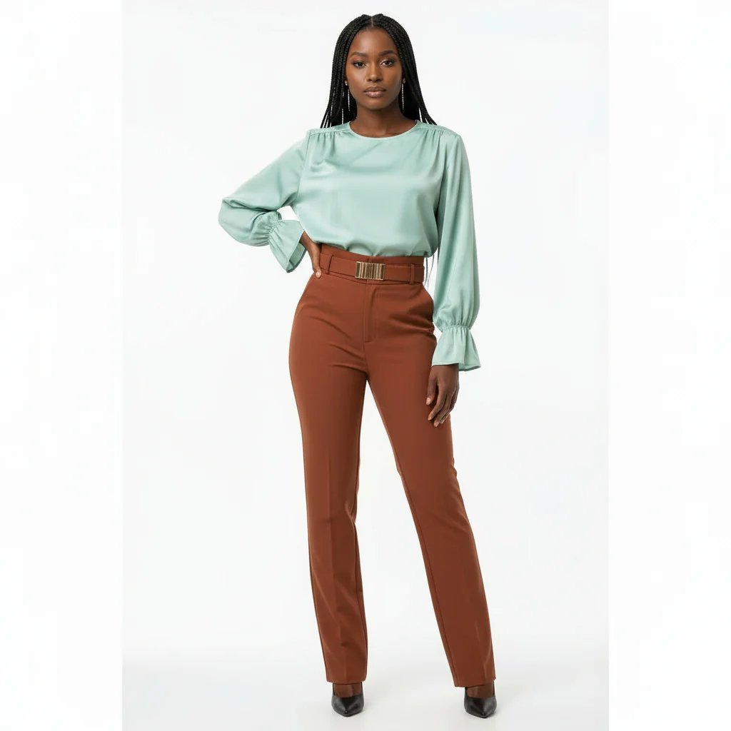High Waist Straight Wool Pants - Image 2