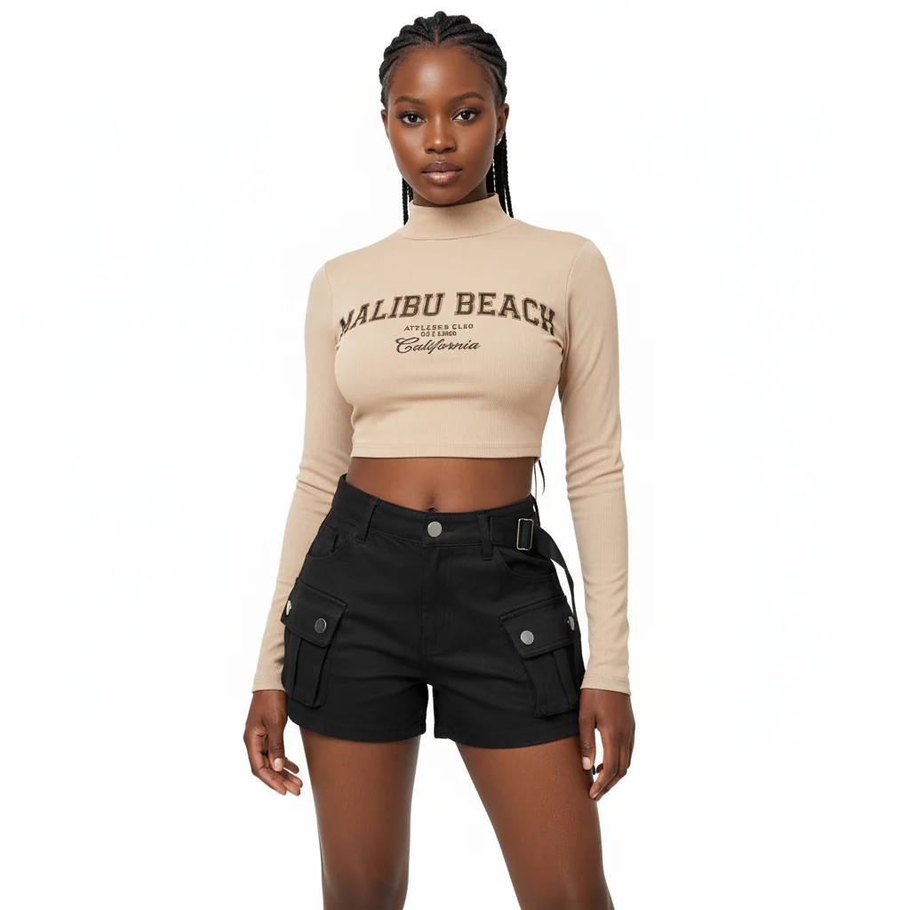 High Waist Tight Hot Cargo Short Pants - Image 3