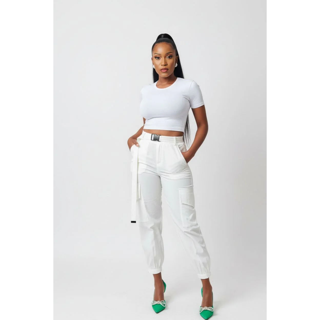 High Waisted Elastic Bottom Pant - Image 3