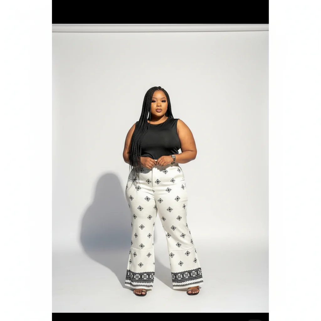 High Waisted Embroidered Linen Pants - Image 3