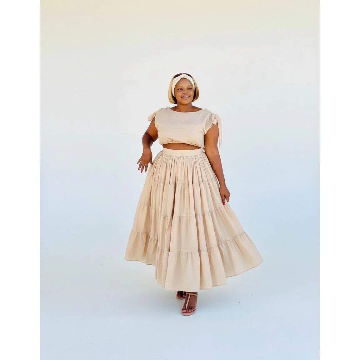 High Waisted Pleated Skirt and Crop Top Set - Image 3