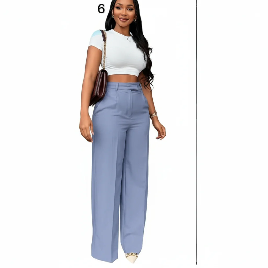 High Waisted Loose Fit Bootcut Wide Leg Slacks Trouser - Image 2