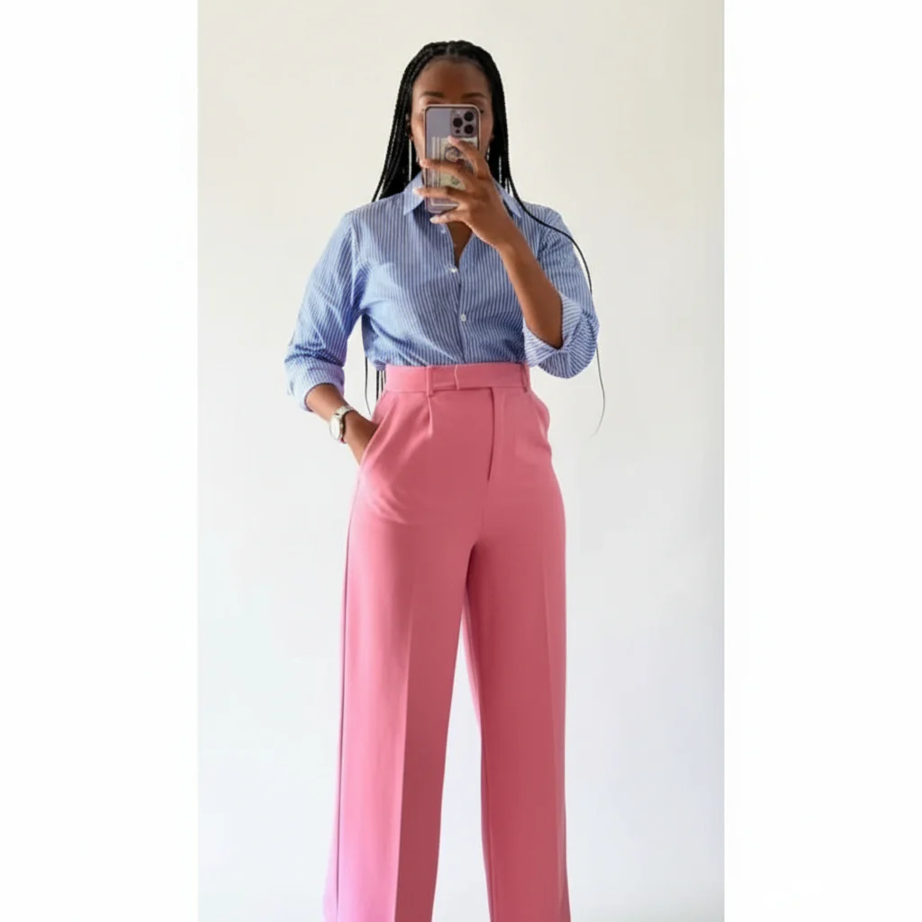 High Waisted Loose Fit Bootcut Wide Leg Slacks Trouser - Image 4
