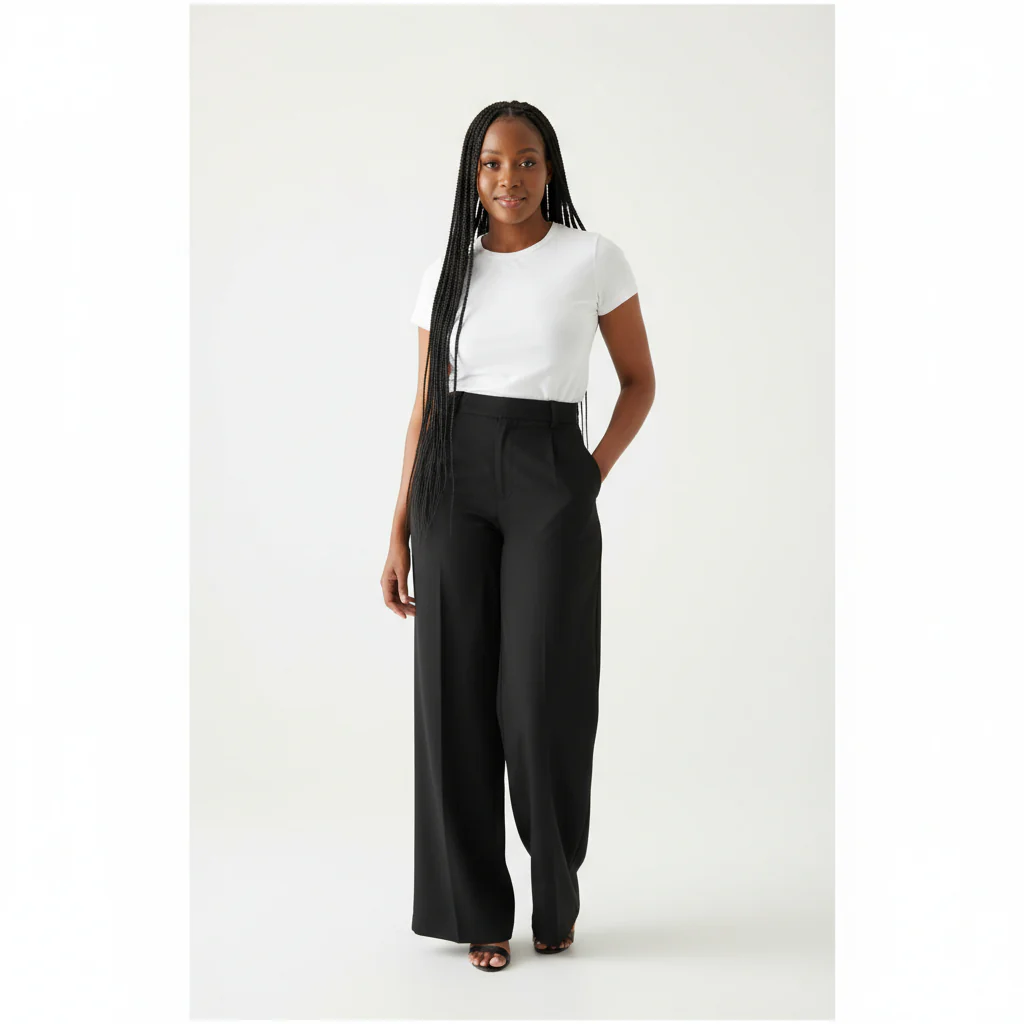 High Waisted Loose Fit Bootcut Wide Leg Slacks Trouser - Image 5