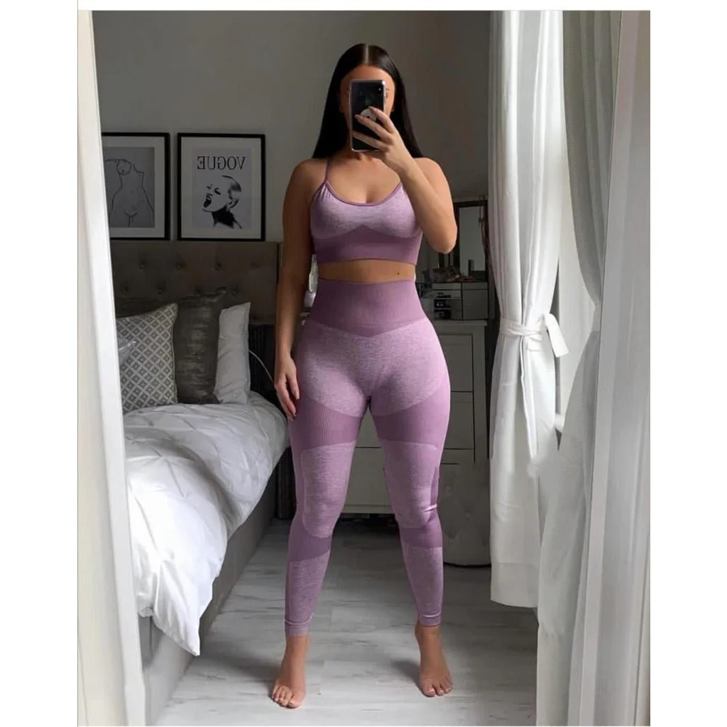 High waisted pant and crop top Gym set - Image 2
