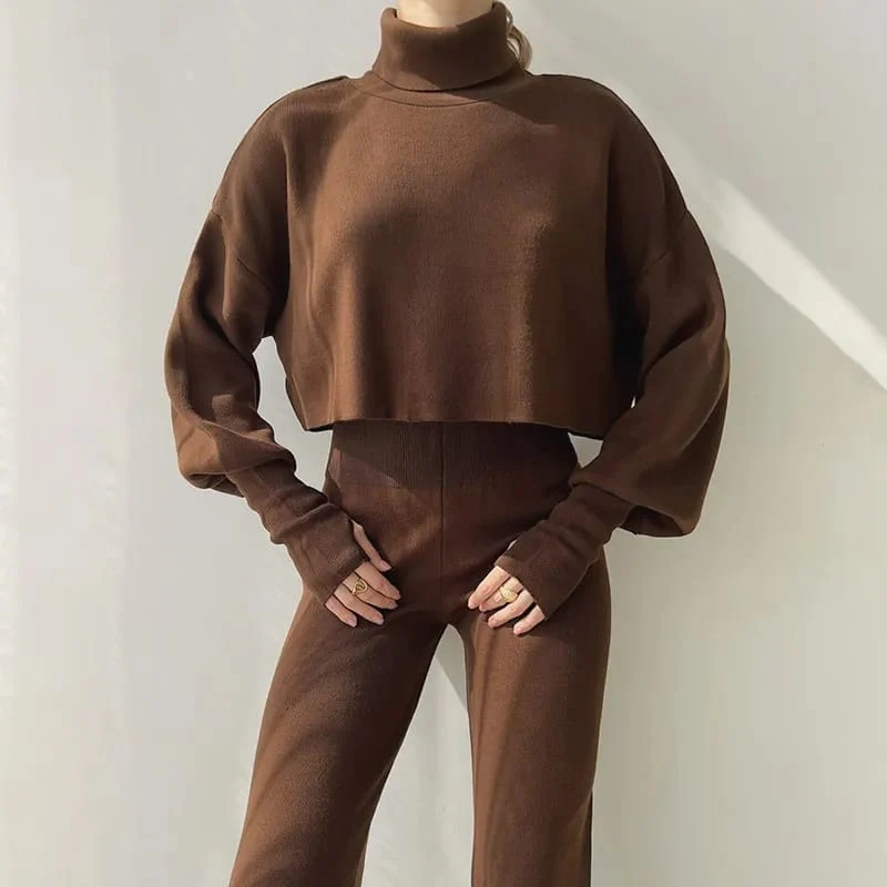 High Waisted Pant and Pullover Knitted Set - Image 4