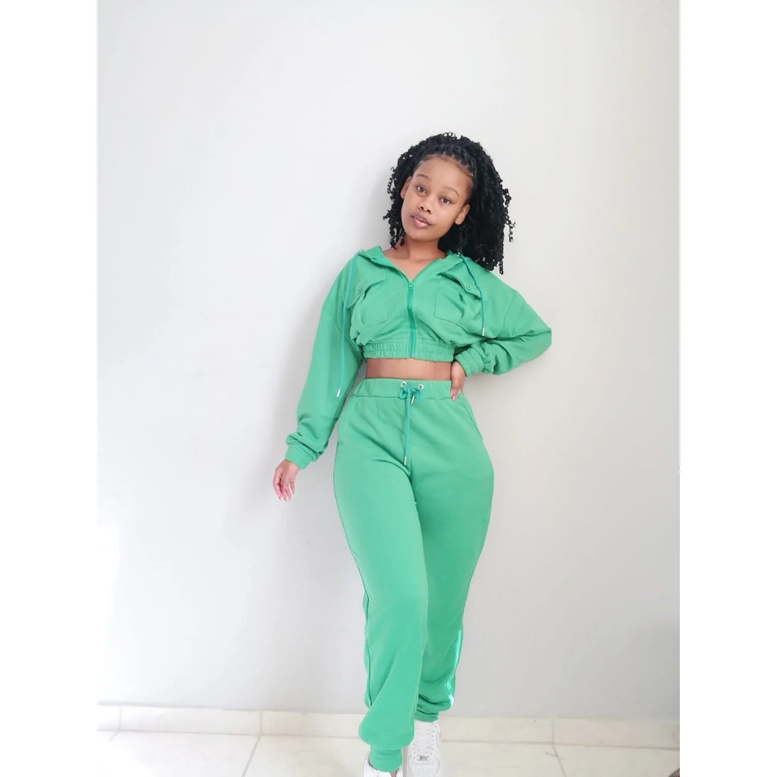 High Waisted Pants and Zipper Jacket Set - Image 4