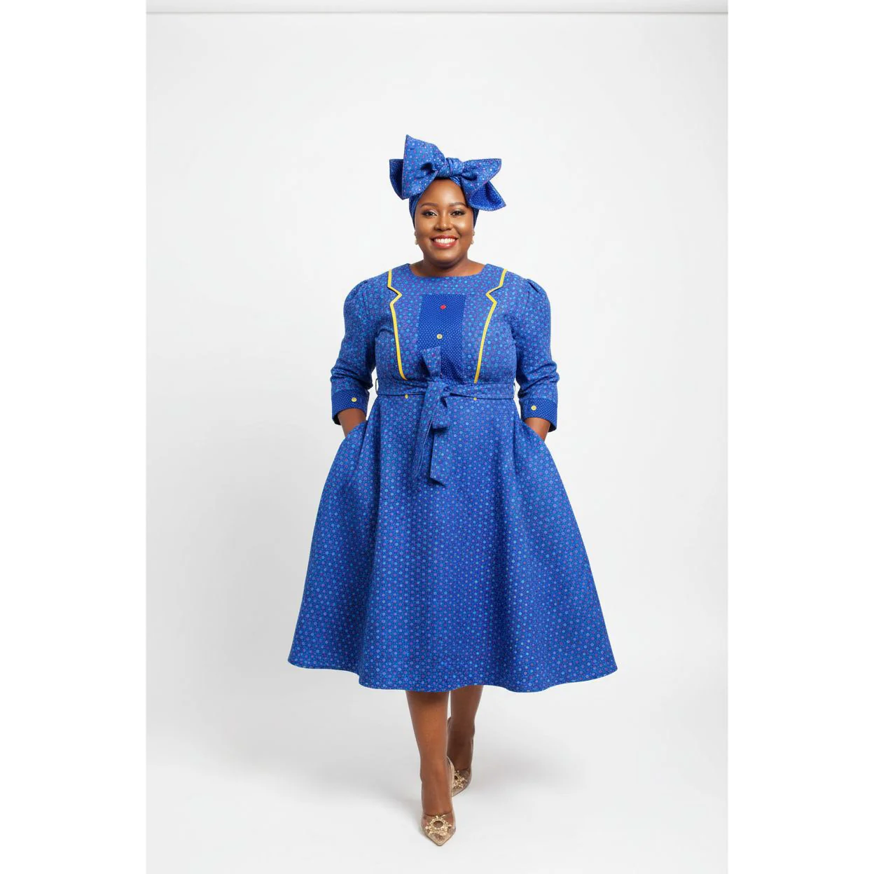 High Waisted Printed African Dress - Image 3