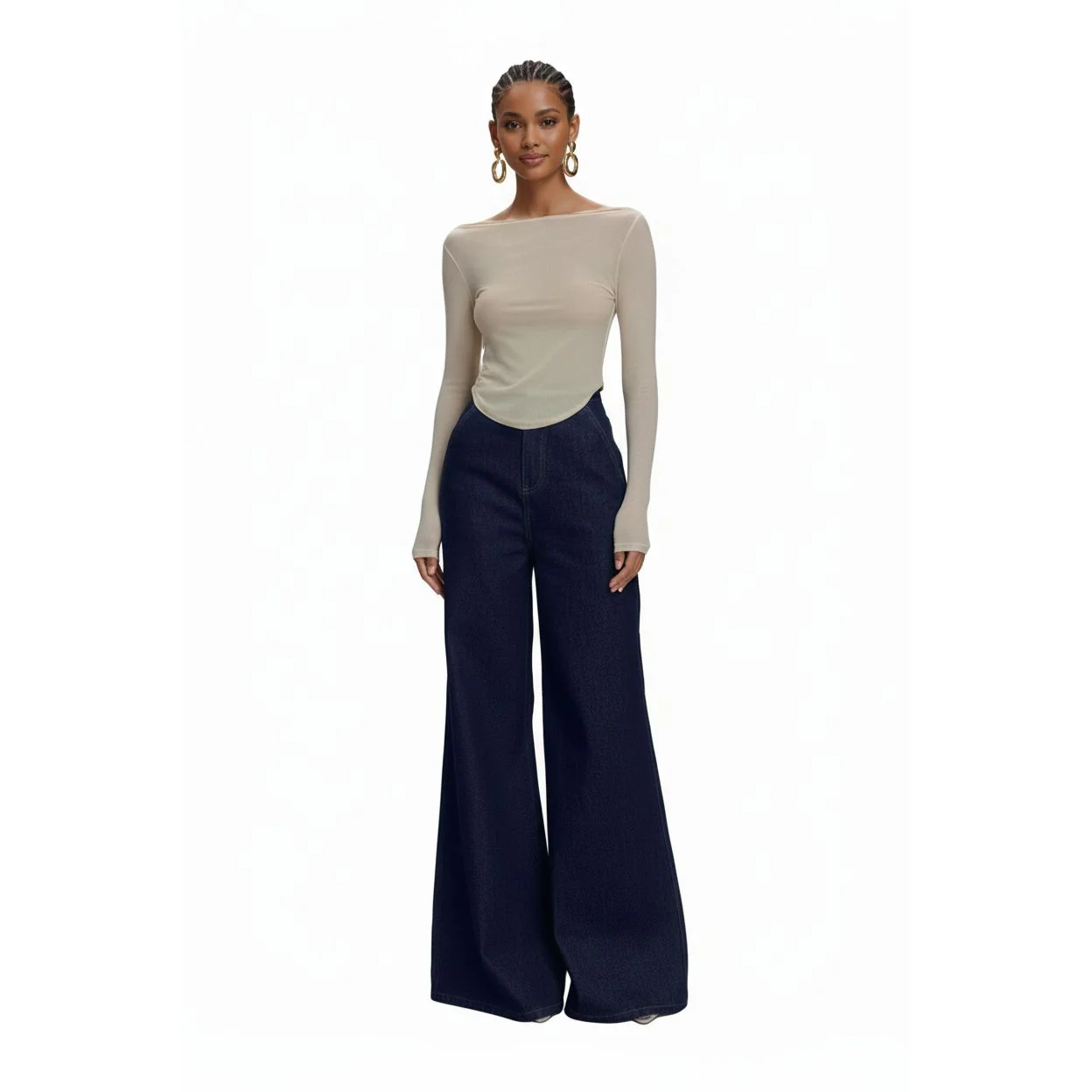High Waisted Relaxed Fit Denim Jeans