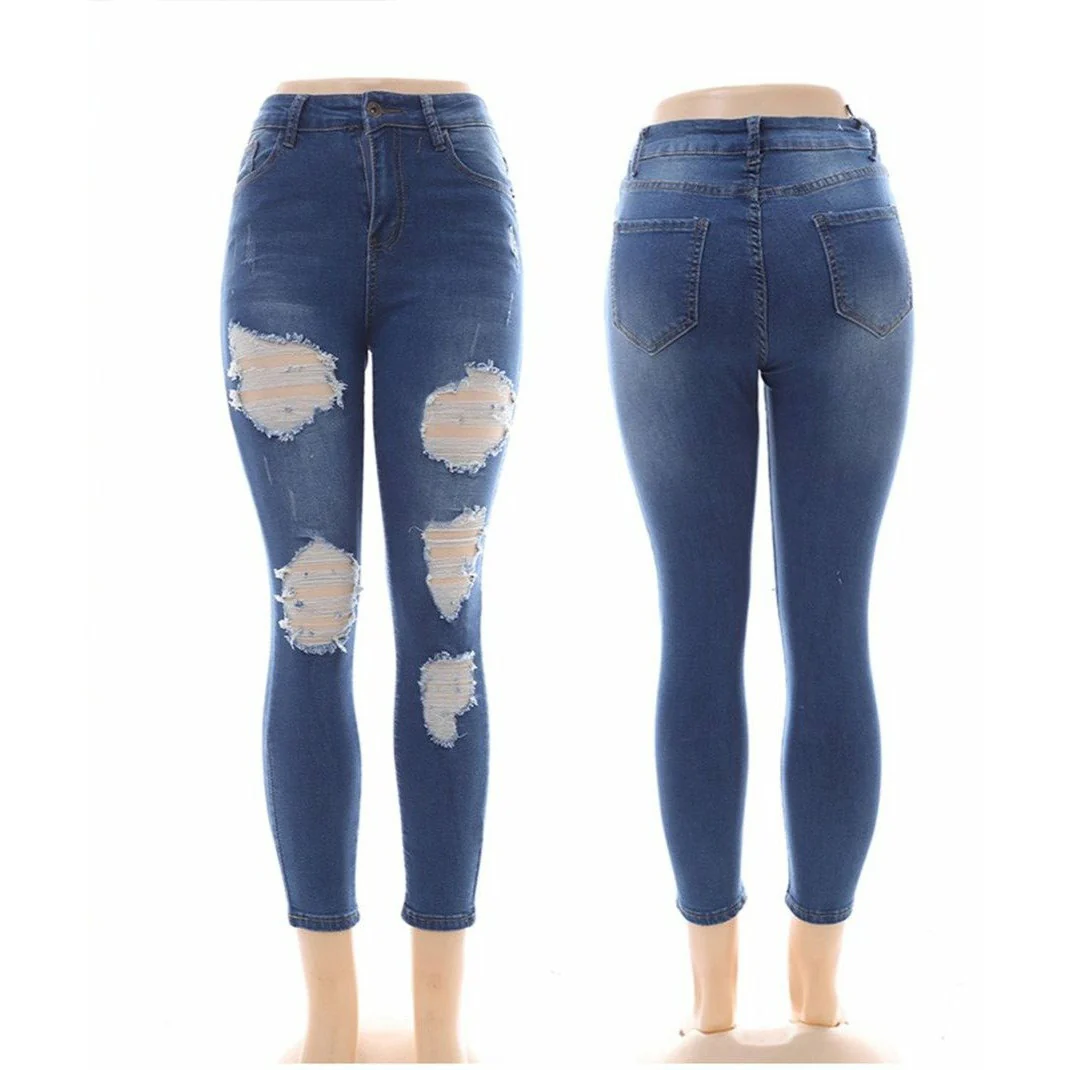 High Waisted Ripped Mommy Jeans - Image 2