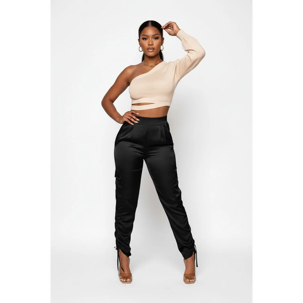 High Waisted Satin Pants - Image 3