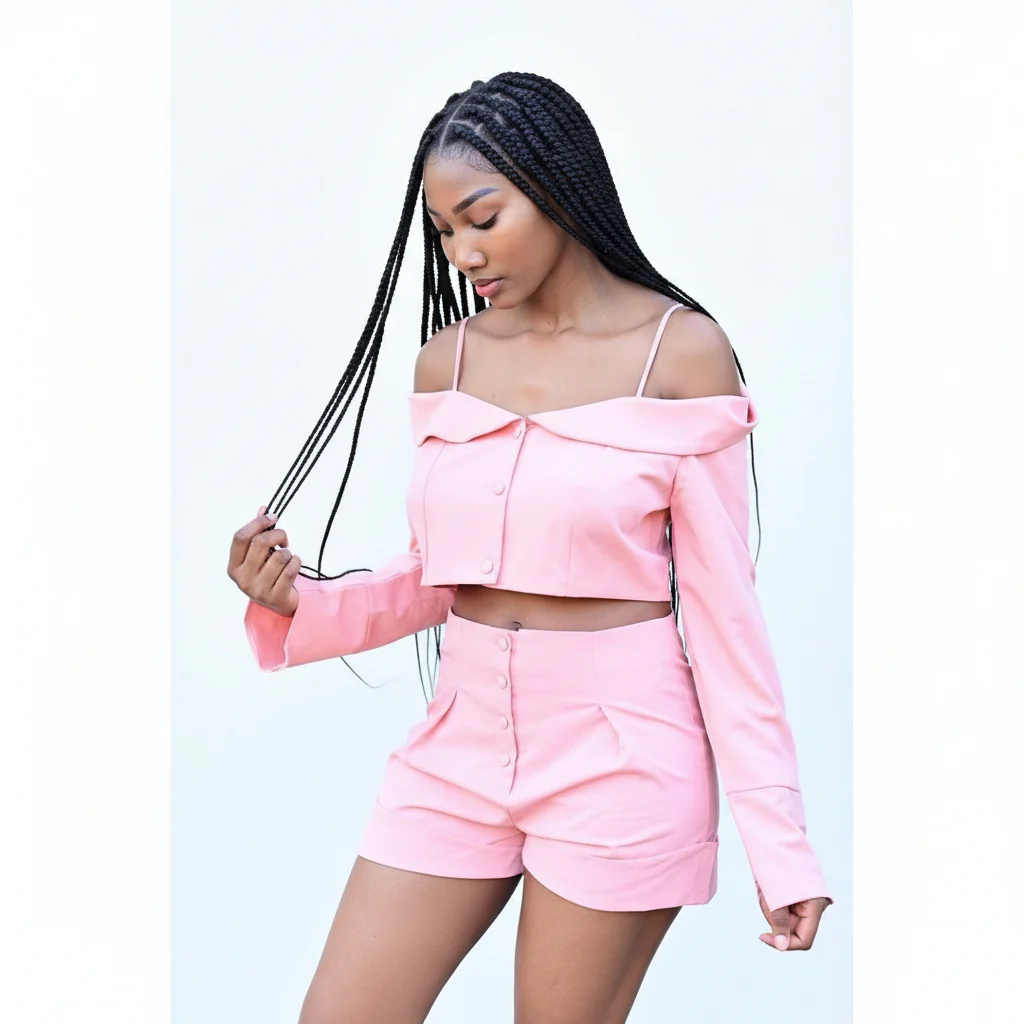 High-Waisted Short  & Crop Outfit Set - Image 2