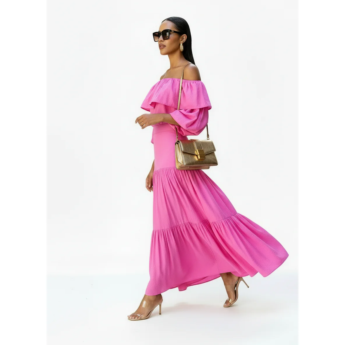 High Waisted Skirt and Off Shoulder Top 2 Pieces Set - Image 4