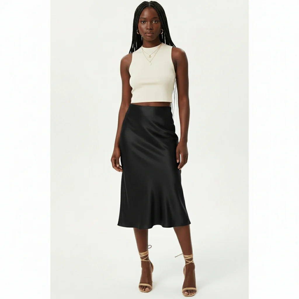 High Waisted Summer Satin Skirts
