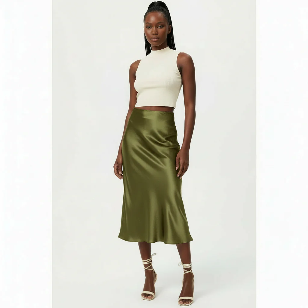 High Waisted Summer Satin Skirts - Image 6