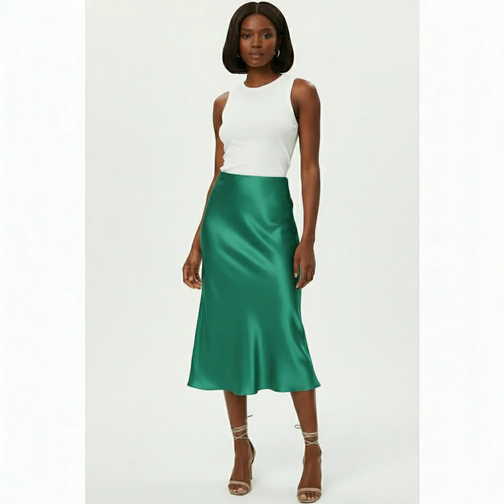 High Waisted Summer Satin Skirts - Image 7
