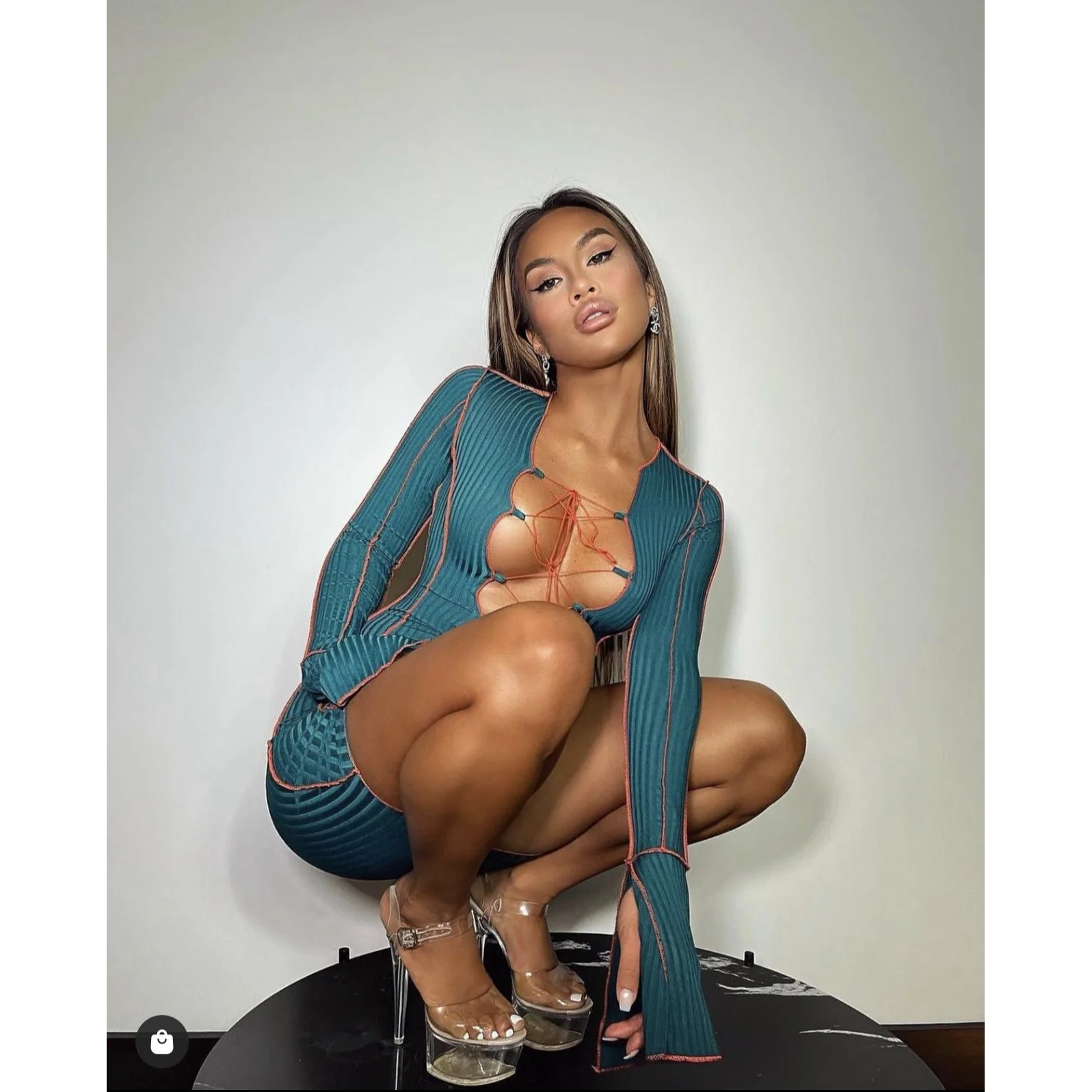 Hollow Out Lace-up Sexy Mini Dress - Image 2