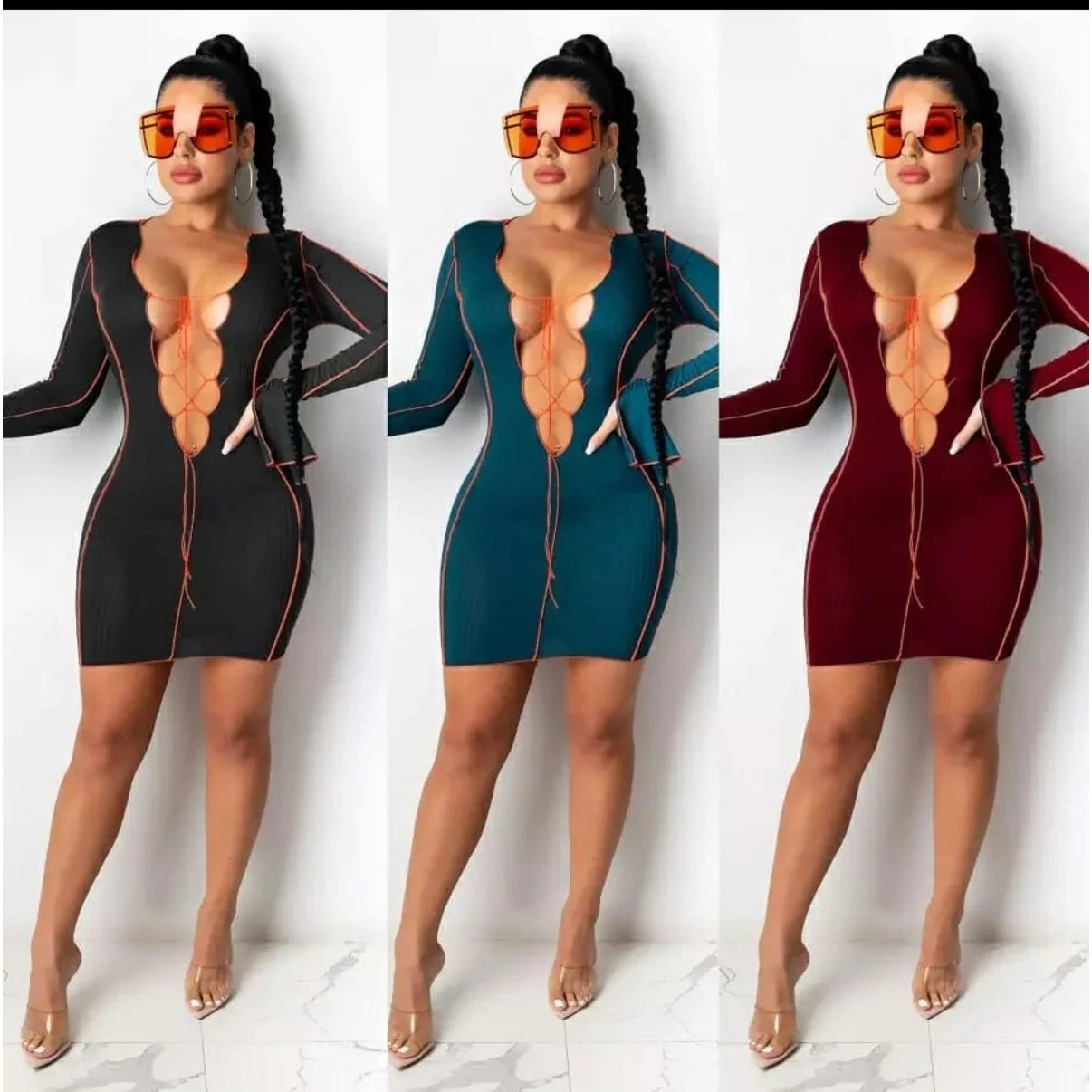Hollow Out Lace-up Sexy Mini Dress - Image 3