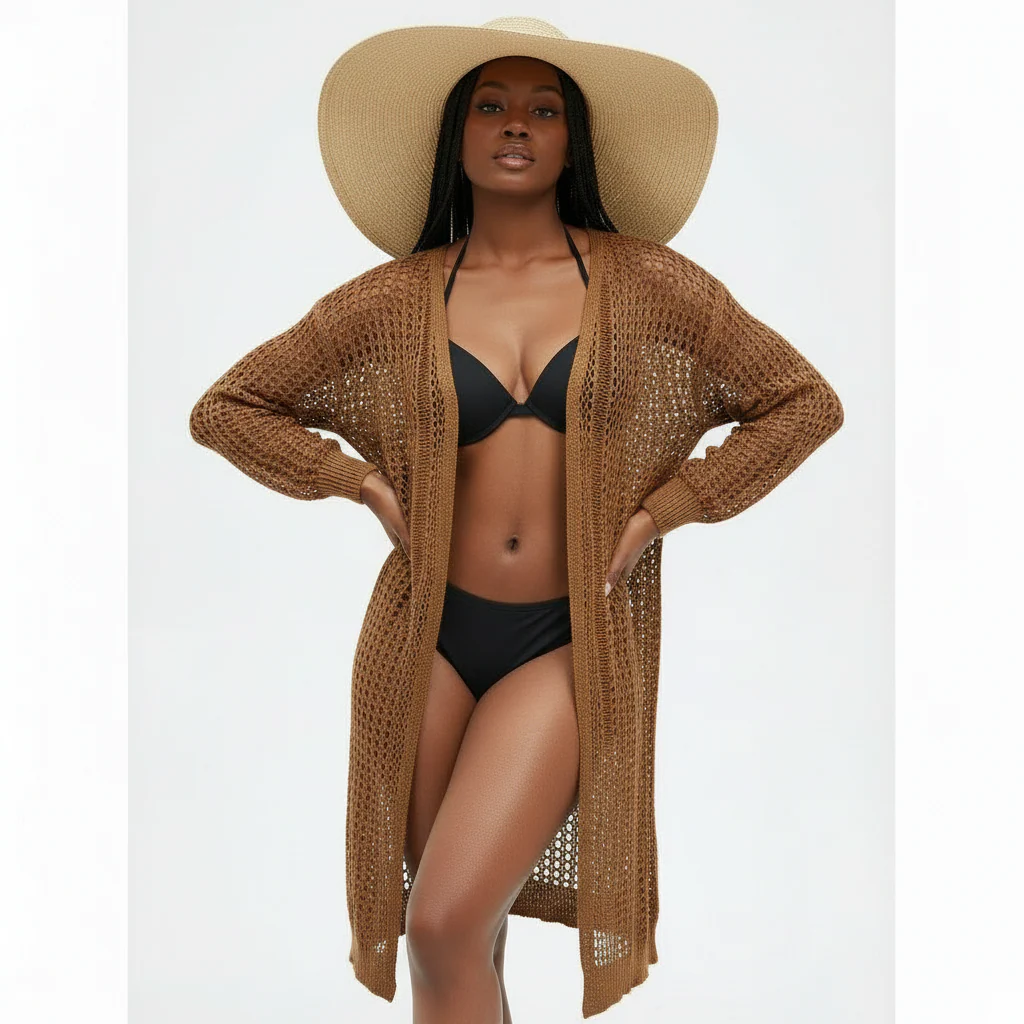 Hollow Out Long Sleeve Casual Cardigan. - Image 2