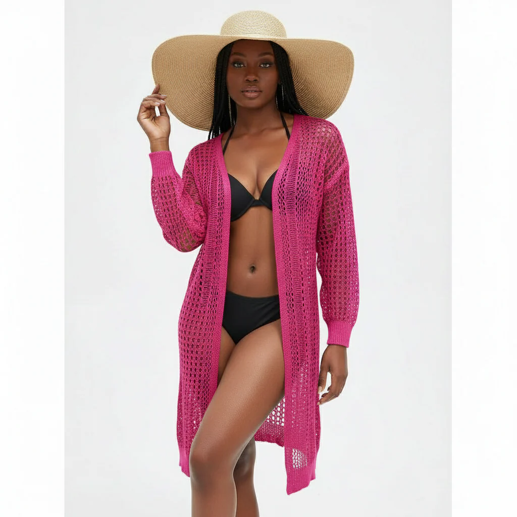 Hollow Out Long Sleeve Casual Cardigan. - Image 3
