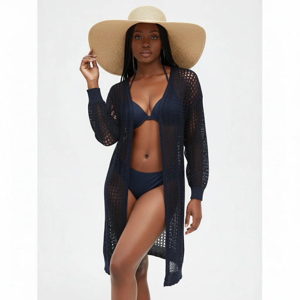 Hollow Out Long Sleeve Casual Cardigan. - Image 4