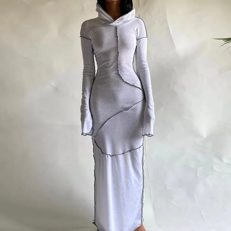 Hooded Bodycon Long Sleeve Dress - Image 8