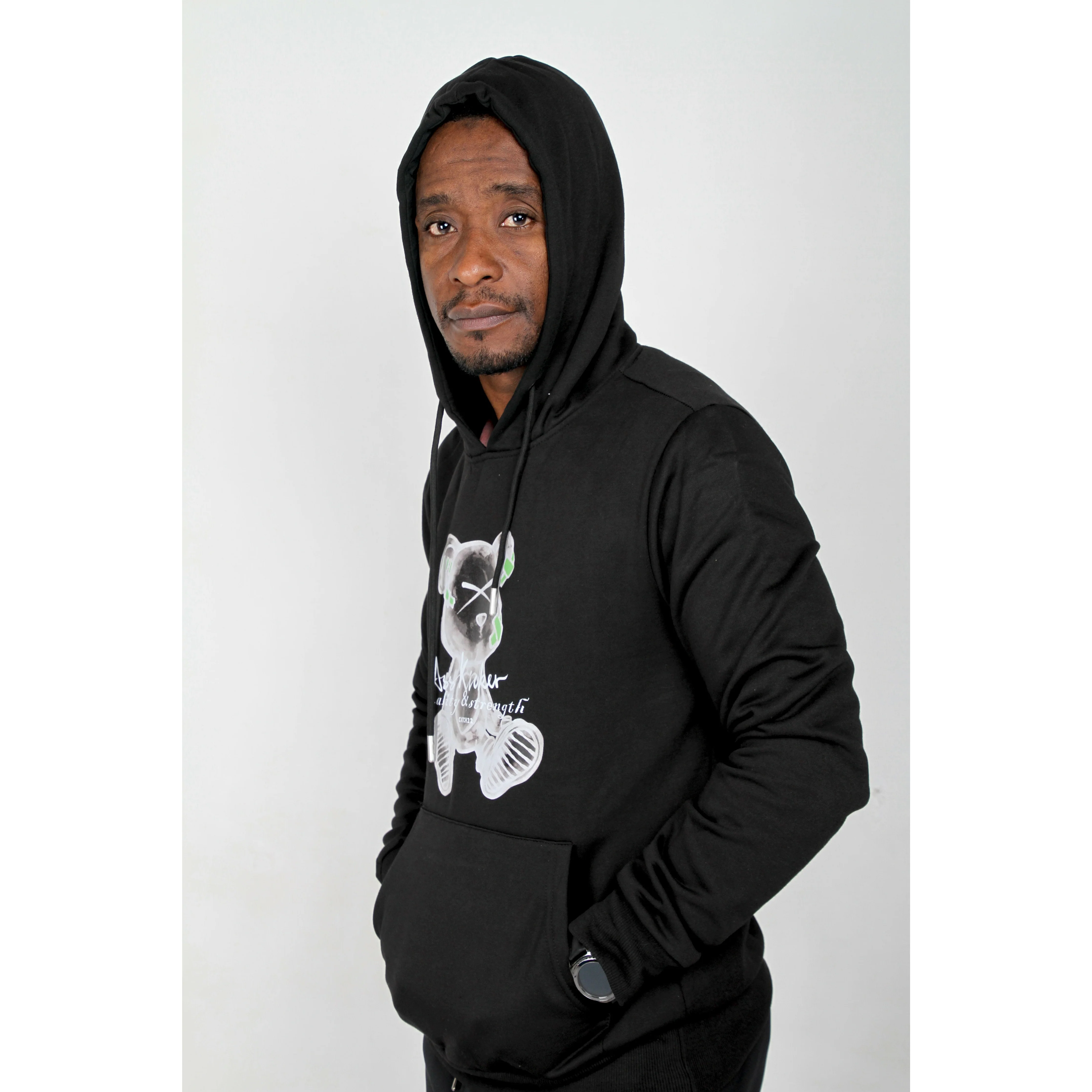 Hooded Print Sweater Men's Top - Image 3