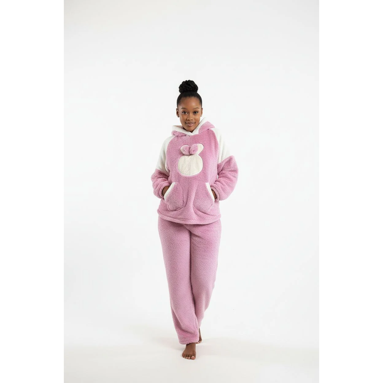 Hooded Warm Fleece Pyjamas - Image 4