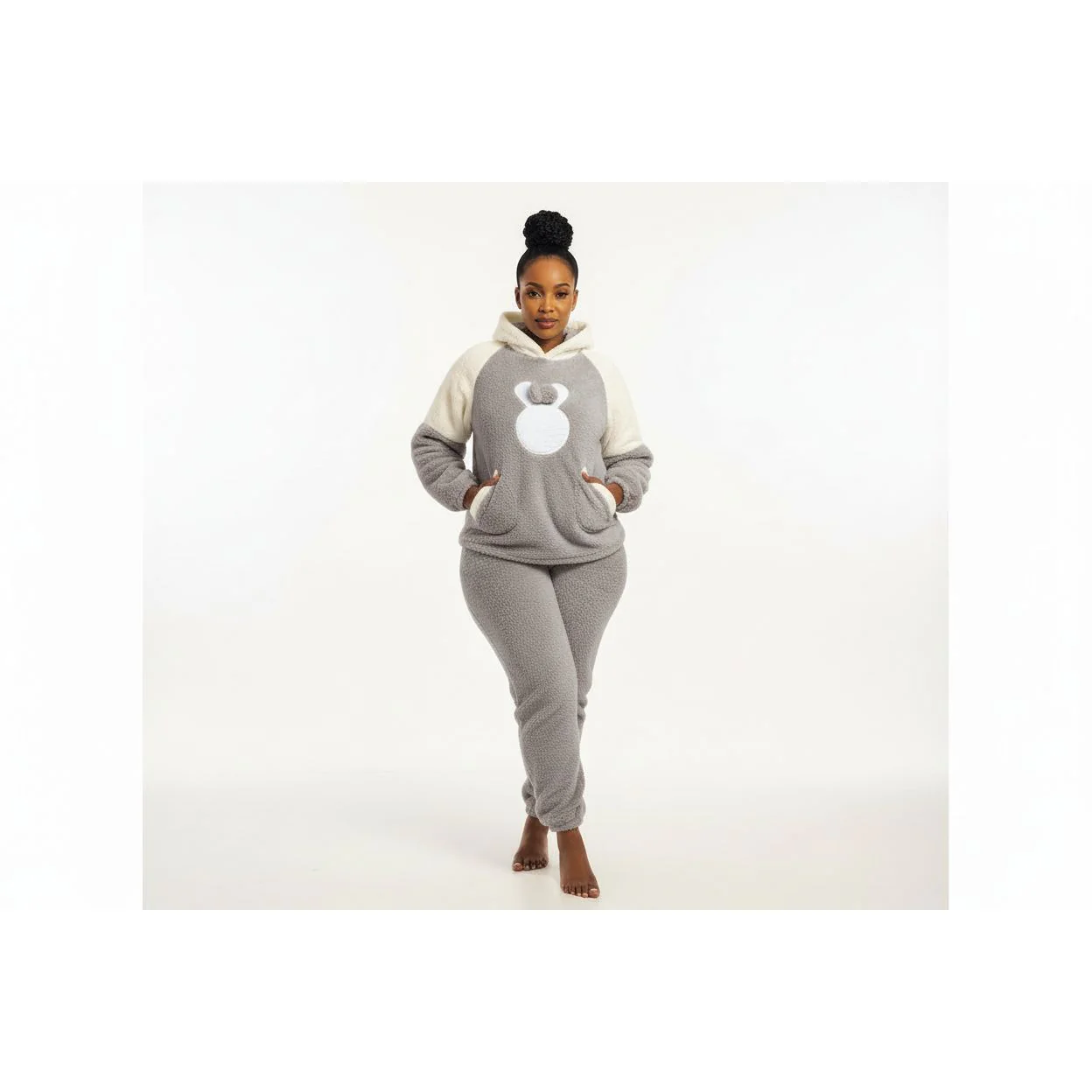Hooded Warm Fleece Pyjamas - Image 5
