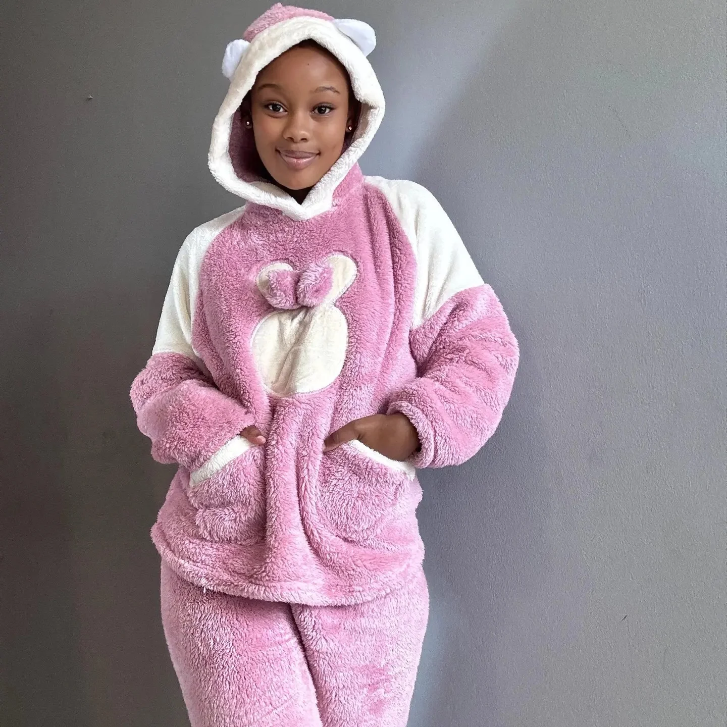 Hooded Warm Fleece Pyjamas - Image 7