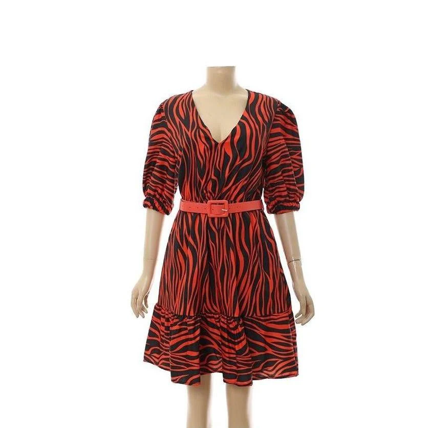 Irregular Lines Printed Mini Dress - Image 2