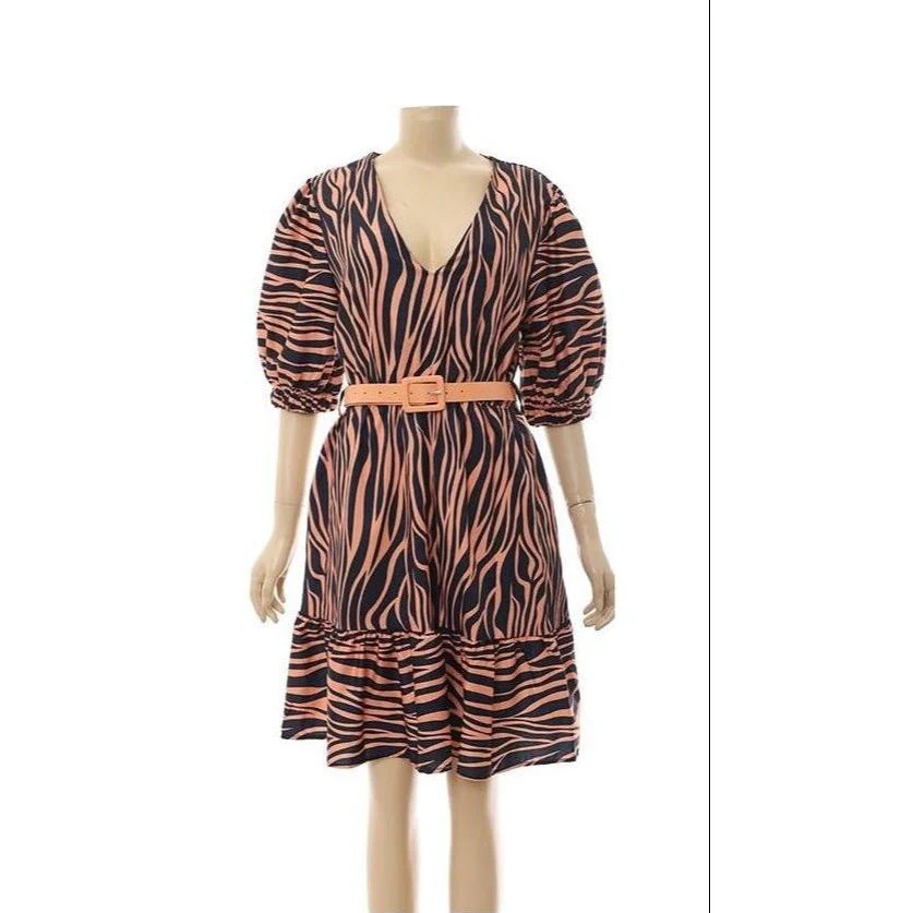 Irregular Lines Printed Mini Dress - Image 4