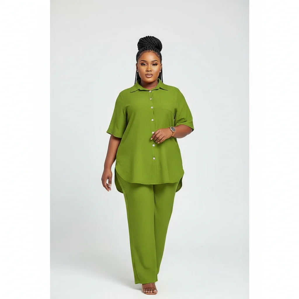 Irregular Top & Wide Pants Set. - Image 2
